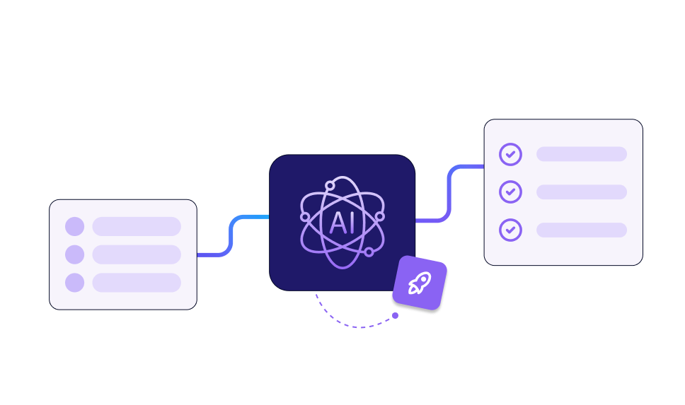 Illustration of an AI model connecting inputs to ranked outcomes