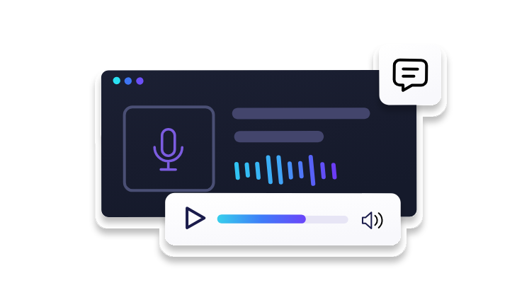 Illustration of a recorded talk with a microphone and an audio player