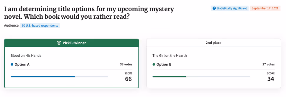 Poll for upcoming mystery novel