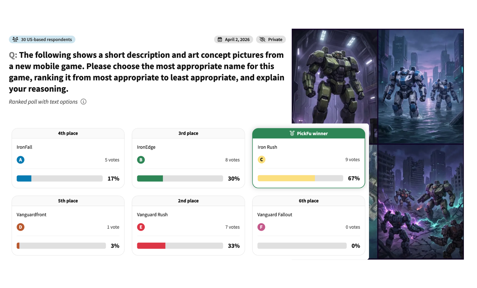 Game title test: mobile sci-fi mech game
