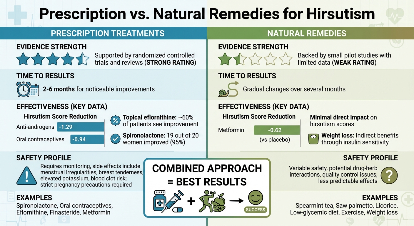 Prescription vs Natural Remedies for Hirsutism: Effectiveness, Safety and Timeline Comparison