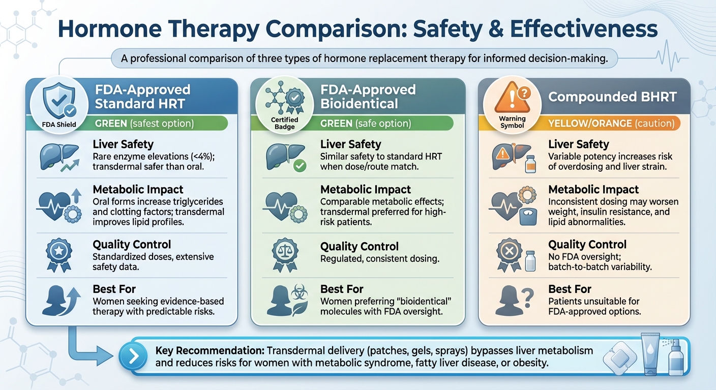 Comparison of Hormone Therapy Types: Liver Safety, Metabolic Impact, and Quality Control