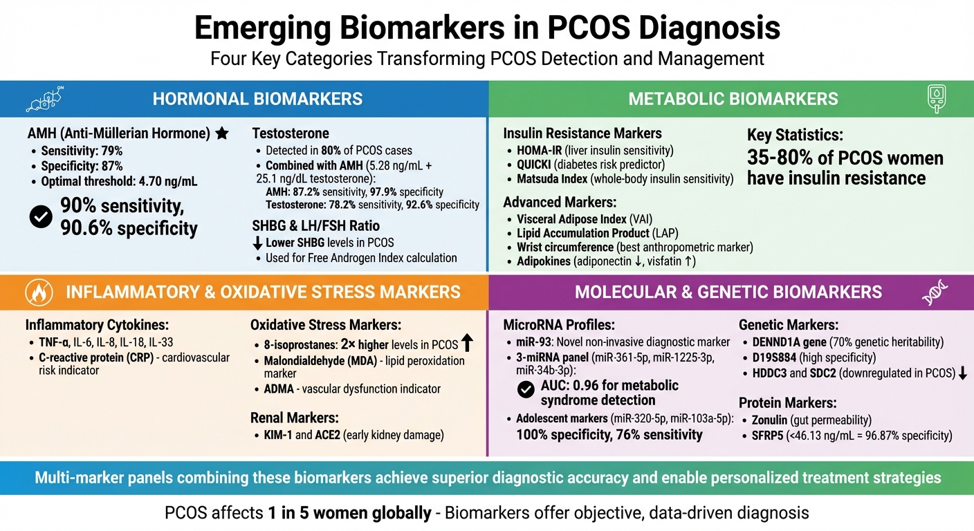Four Categories of PCOS Biomarkers: Hormonal, Metabolic, Inflammatory, and Molecular Markers