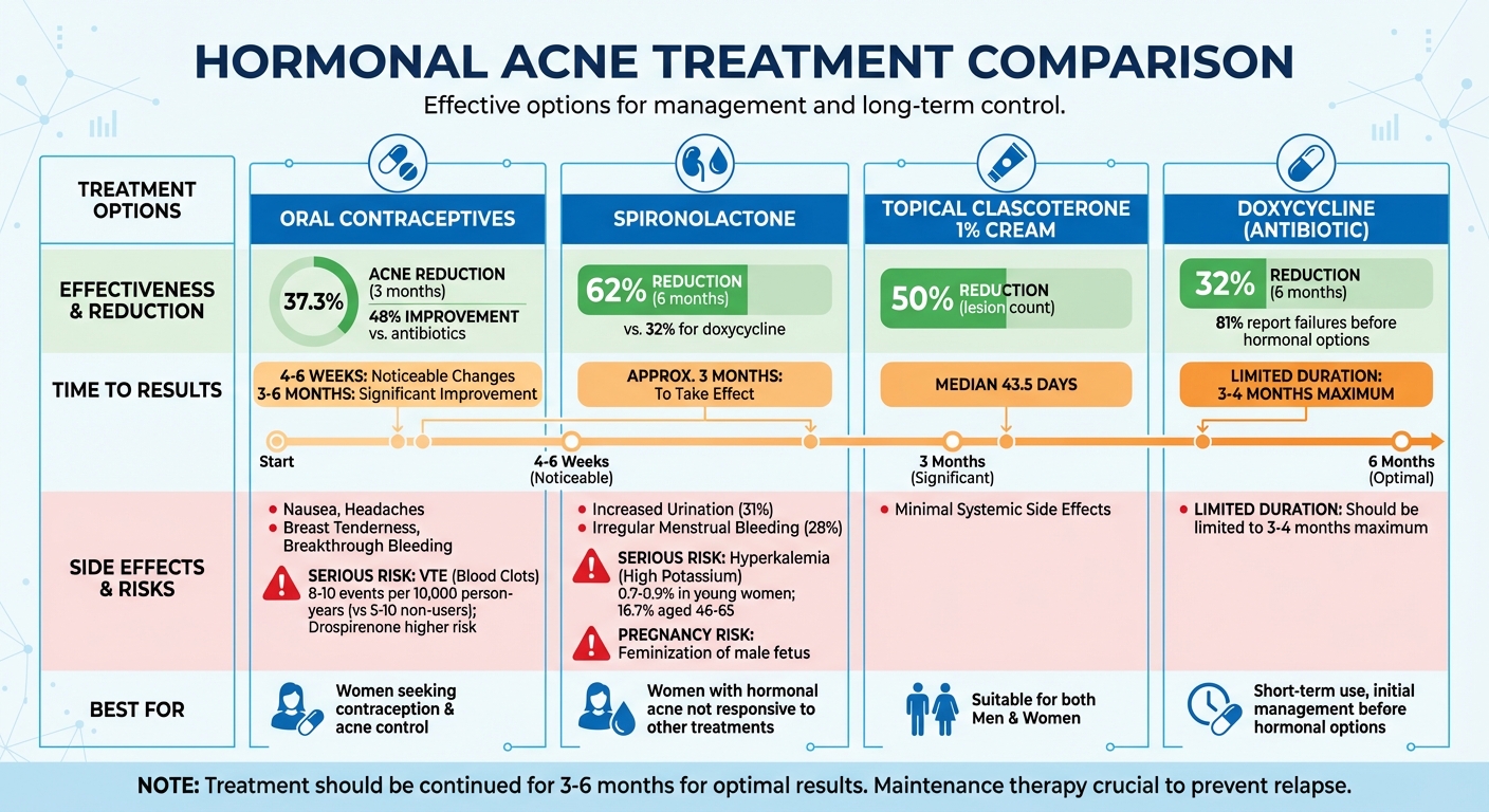 Hormonal Acne Treatment Comparison: Effectiveness, Timeline, and Side Effects