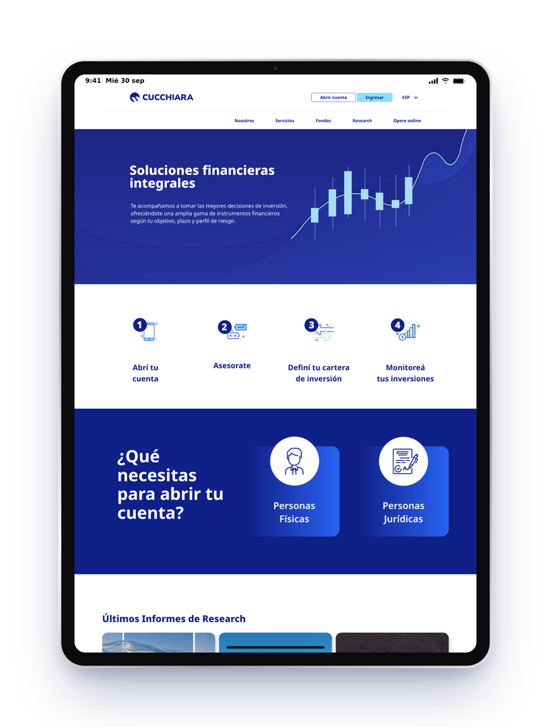Cucchiara investor dashboard on a tablet