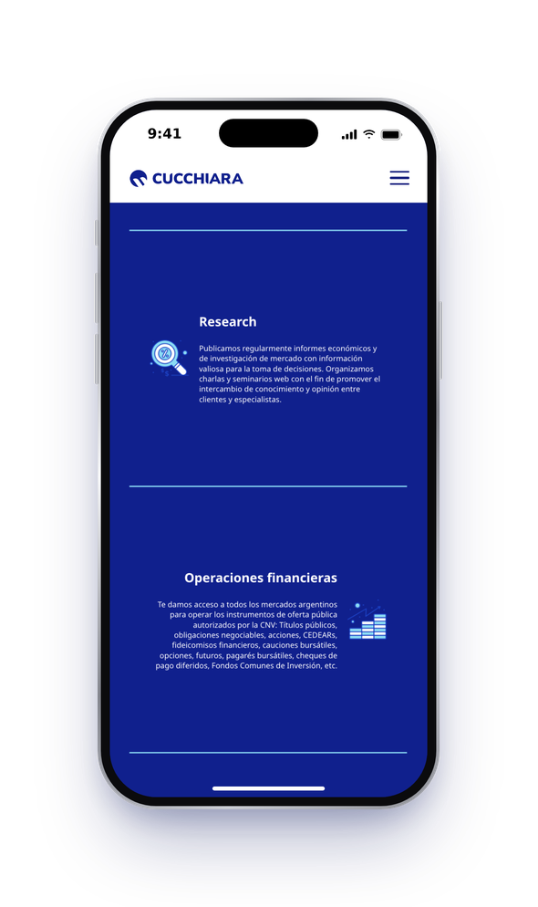 Cucchiara mobile app sign in screen