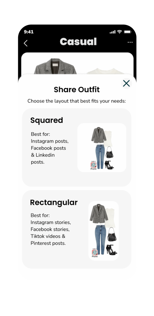 Pronti App - Share Outfit with Friends