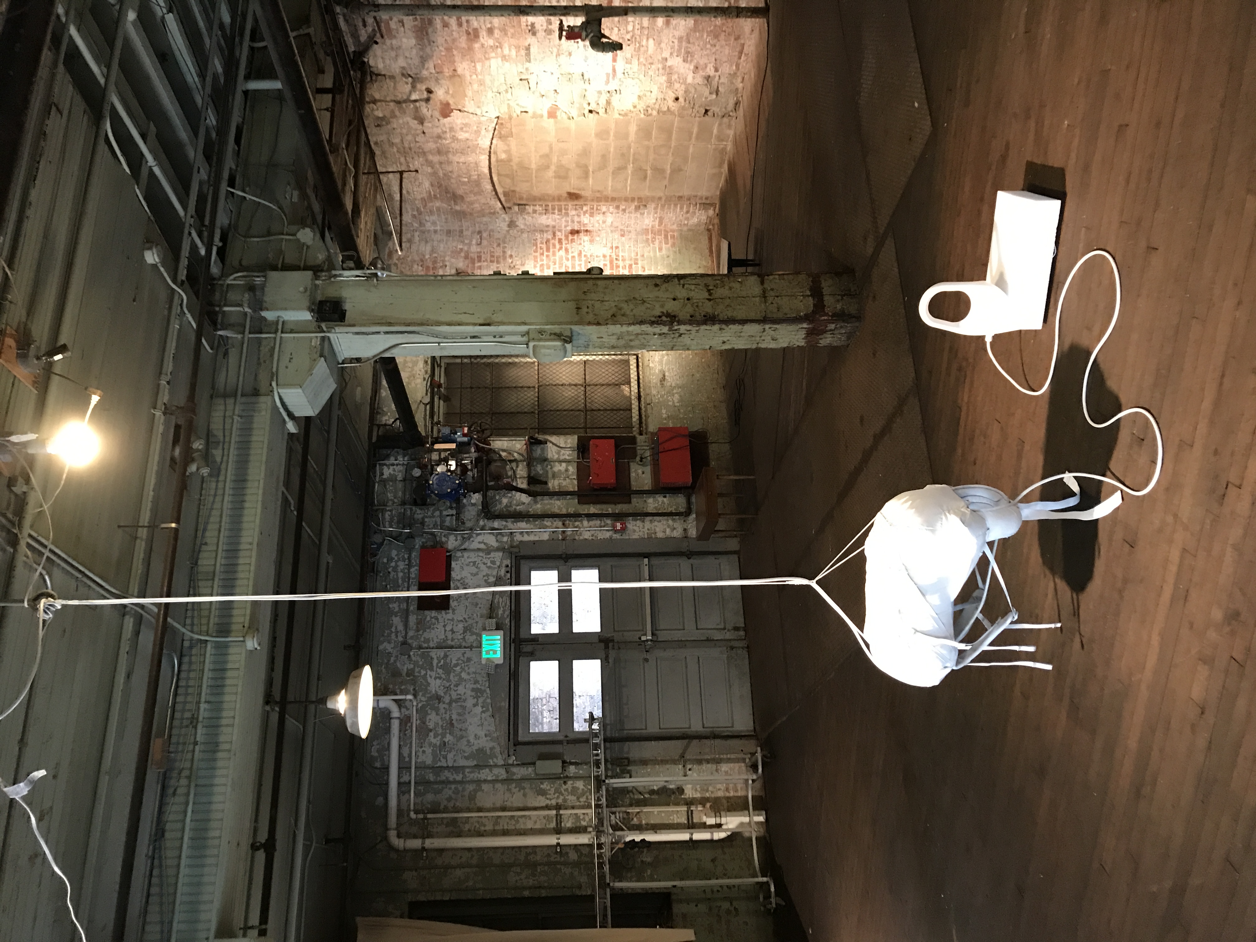 An immersive sculpture by artist Ryan Hackett titled Sublevel Hypnotic, installation view.
