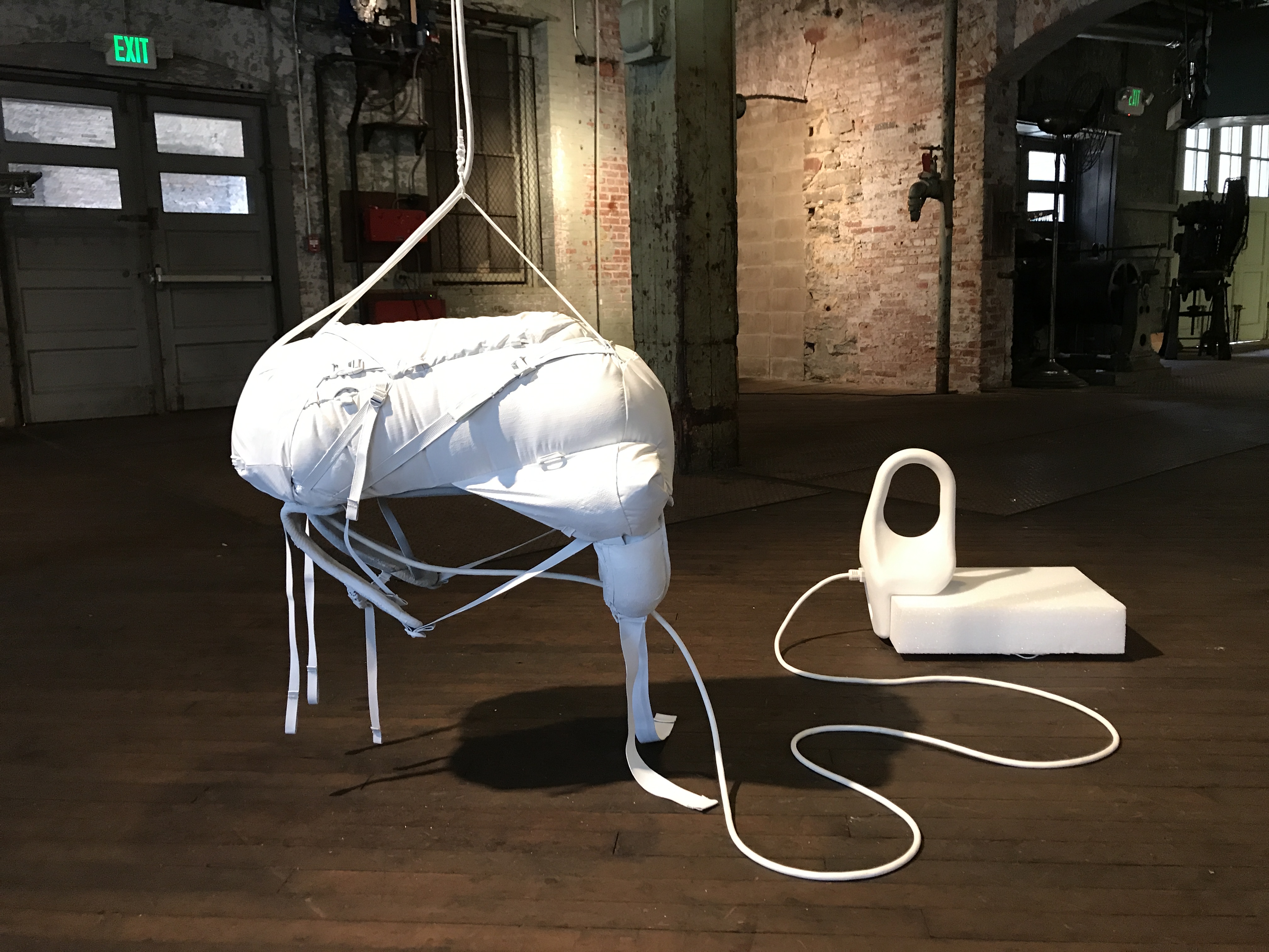 An immersive sculpture by artist Ryan Hackett titled Sublevel Hypnotic. Click on this image to learn more about the work, view other angles, and listen to its sound.