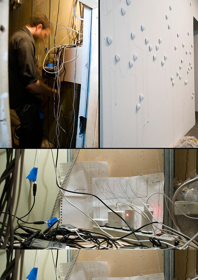 An immersive sound installation by artist Ryan Hackett titled Reconstructed Cicada Vocalizations, installation view.