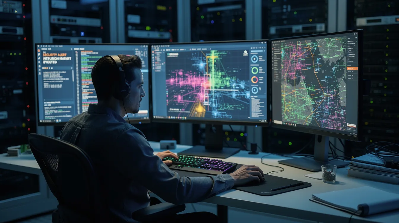 Cybersecurity analyst monitoring privileged sessions
