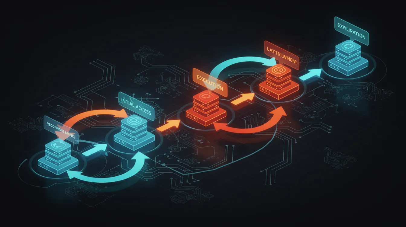 Attack chain progression highlighting SOC role