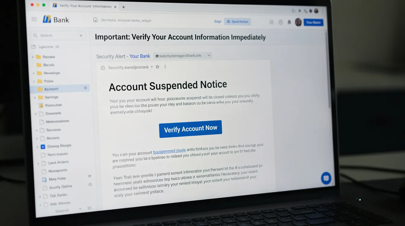 The image depicts a phishing email example, showcasing a fraudulent message designed to trick users into providing their credentials. It highlights elements such as fake websites and links that could lead to compromised systems, emphasizing the risks of phishing scams in the context of remote access and user interaction.