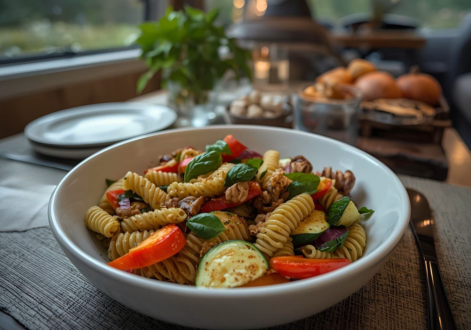 Deze pasta met geroosterde groenten en hazelnootpesto is verrassend smaakvol en voedzaam | Alles over caravans