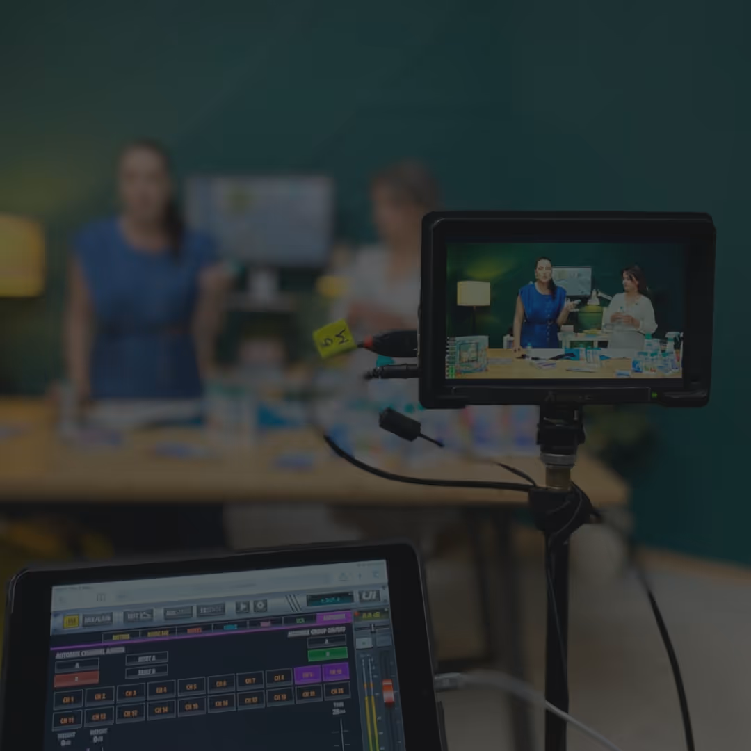 a screen shot of a woman on a video camera