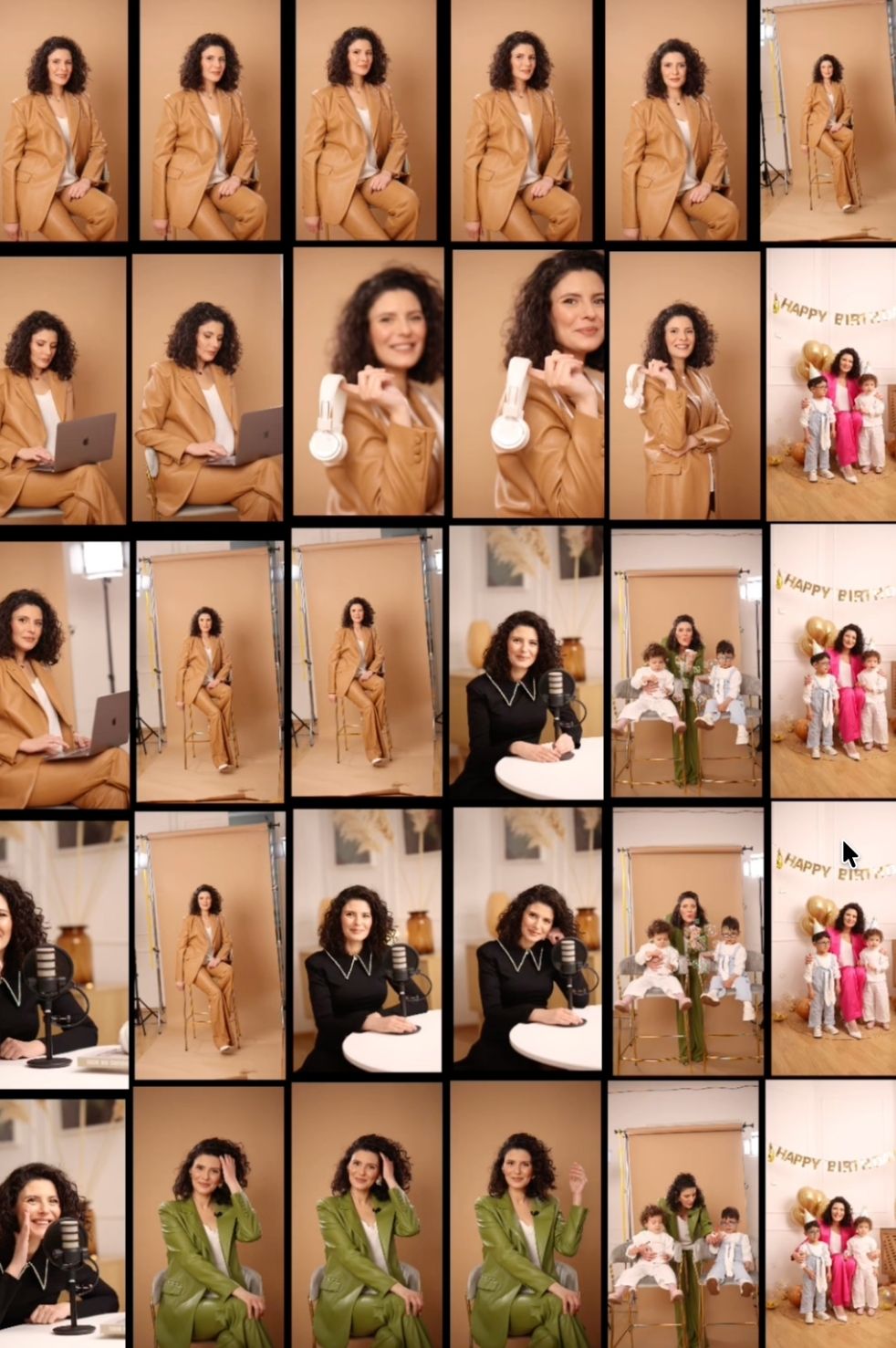 a collage of a woman in different poses