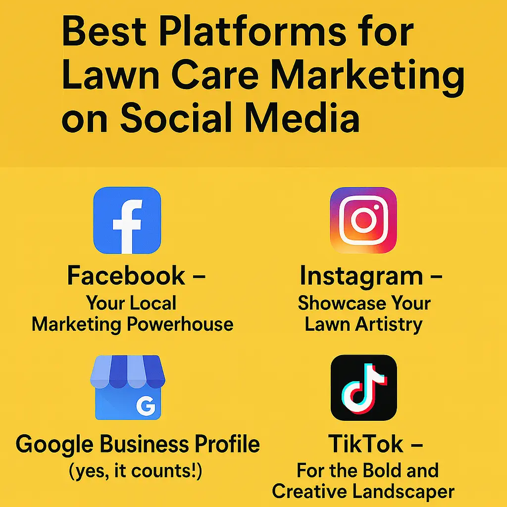 A image showing best social media platforms to promote Lawn Care Marketing
