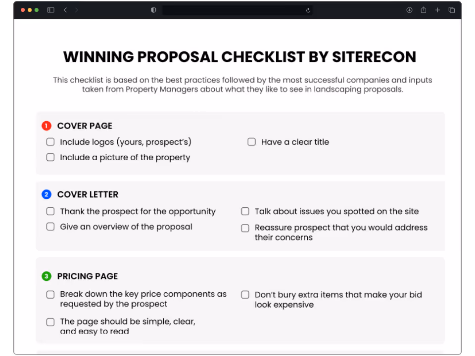 Winning Proposal Checklist