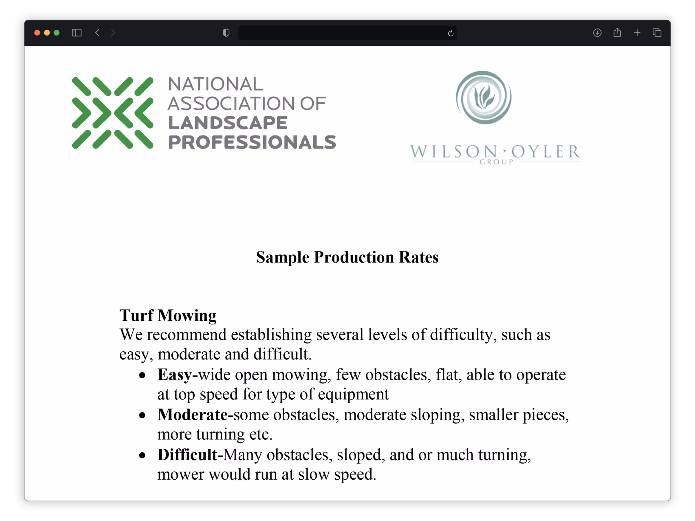 Landscaping Production Rates Guide
