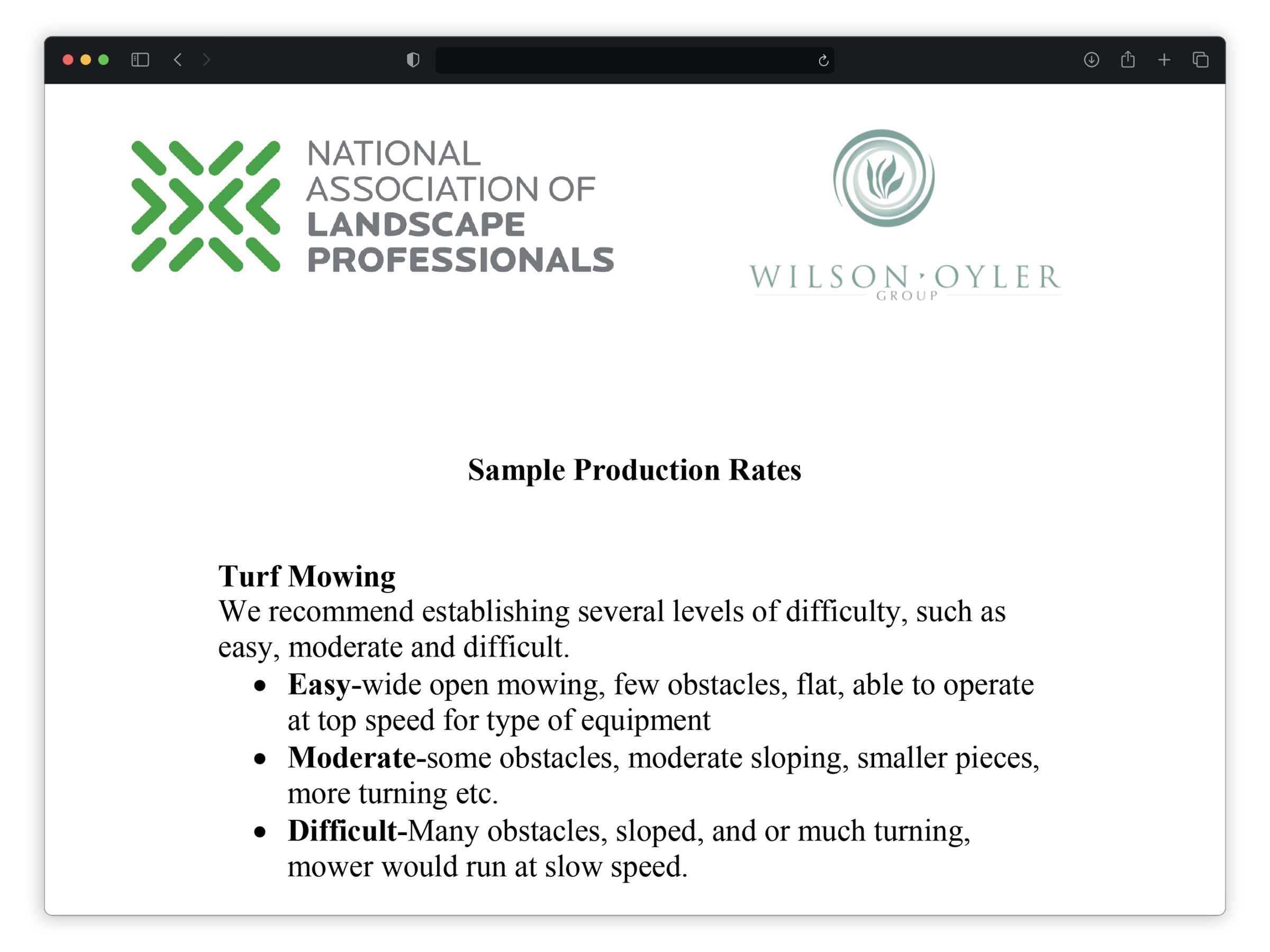 Landscaping Production Rates Guide