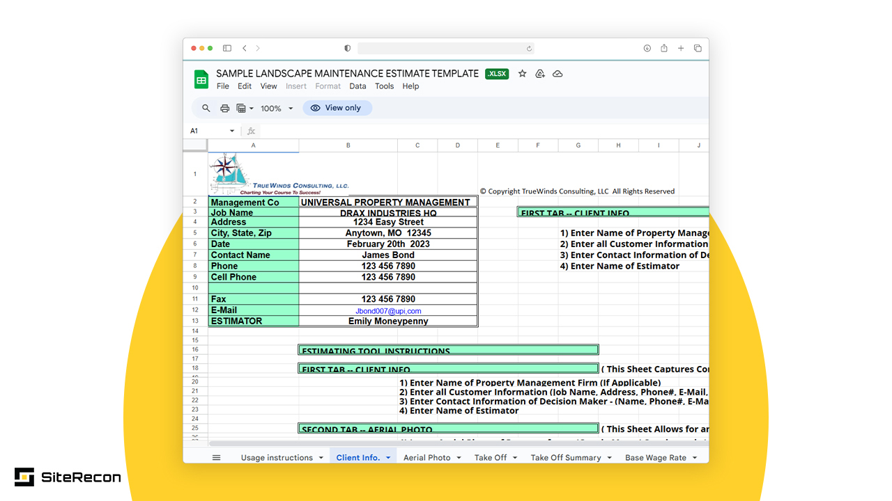 Landscape Estimate Template