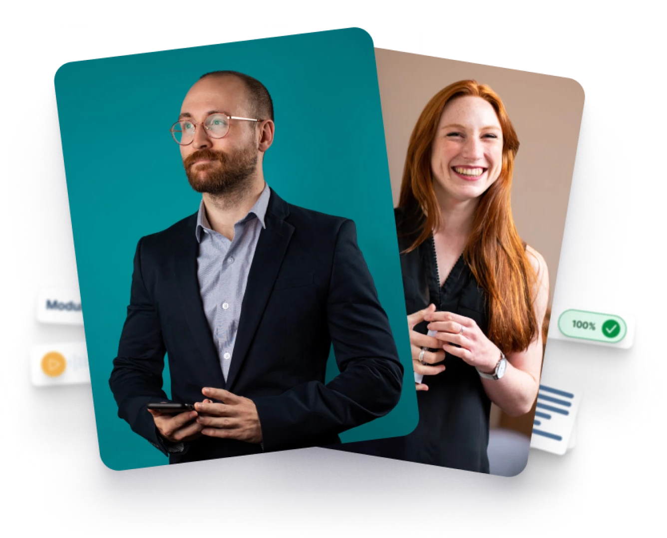 Woman and man smiling