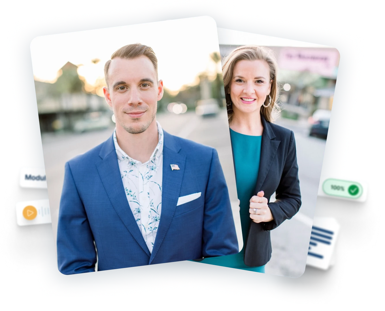 Woman and man smiling