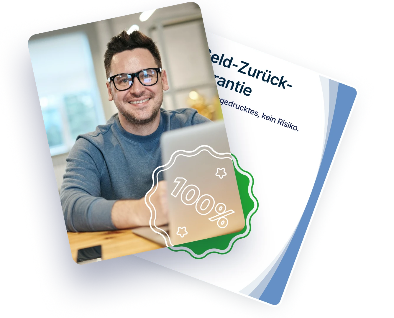 Mann mit Garantie Zertifikat