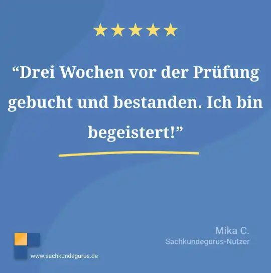 Drei Wochen vor der Prüfung gebucht und bestanden