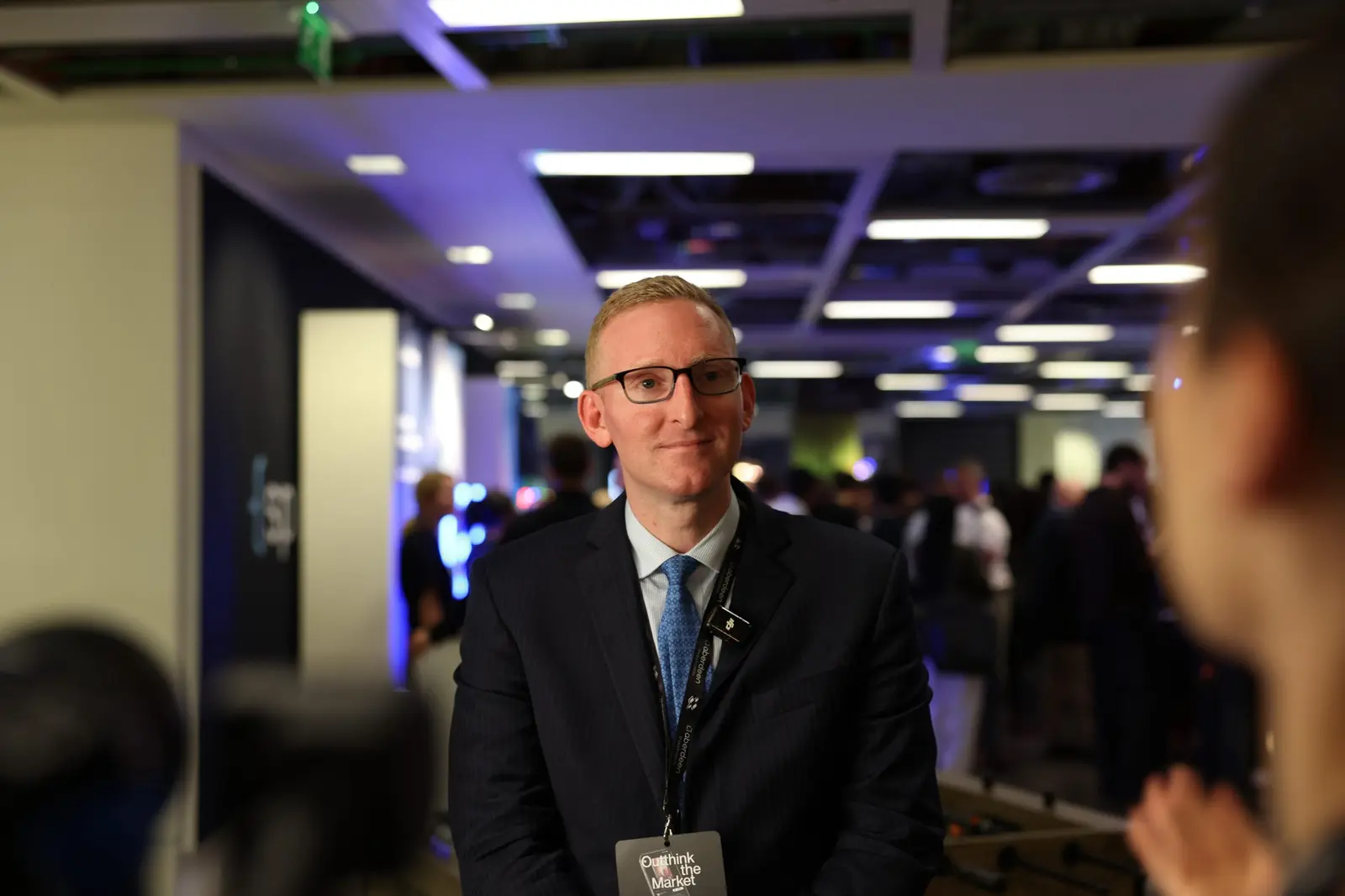 A guest being interviewed on camera