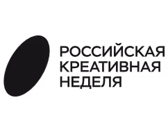 Logo with Russian text and a stylized feather or leaf shape on black background.