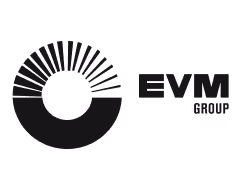 Circular logo with radiating black bars and the text FVM studio on the right.