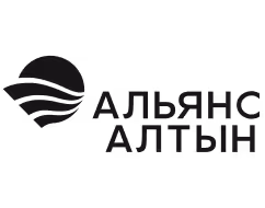 Circular logo with wave and sun design next to Cyrillic text saying Альянс Астаны