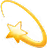 Gold shooting star with a trailing golden arc on a transparent background.