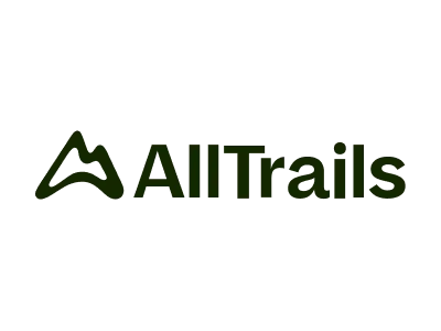 AllTrails company logo with stylized mountain icon and text.