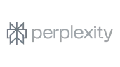 Perplexity brand logo with stylized geometric star design in gray.