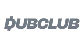 Logo of DubClub with stylized text in a bold gray font.