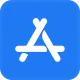 Apple App Store icon with a stylized white letter A on a blue rounded square background.