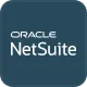 Oracle NetSuite logo with white text on a dark blue rounded square background.