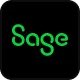 Sage company logo in green on a black square background.
