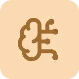 Icon of a brain with digital circuit lines extending from it representing automation or AI.