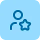 Icon of a person with a star symbol, representing user or favorite profile.