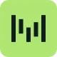 Spotify logo consisting of three curved black lines on a green square background.