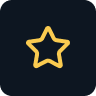 Yellow star outline icon on a dark blue rounded square background.