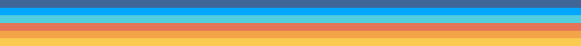 Horizontal stripes in blue, teal, coral, orange, and yellow colors.