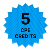 Orange badge with black text stating 5 CPE Credits.