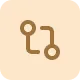 Two connected squares with curved arrows between them on a beige rounded square background.