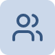 Blue robot icon with antennas and two eyes on a light blue rounded square background.