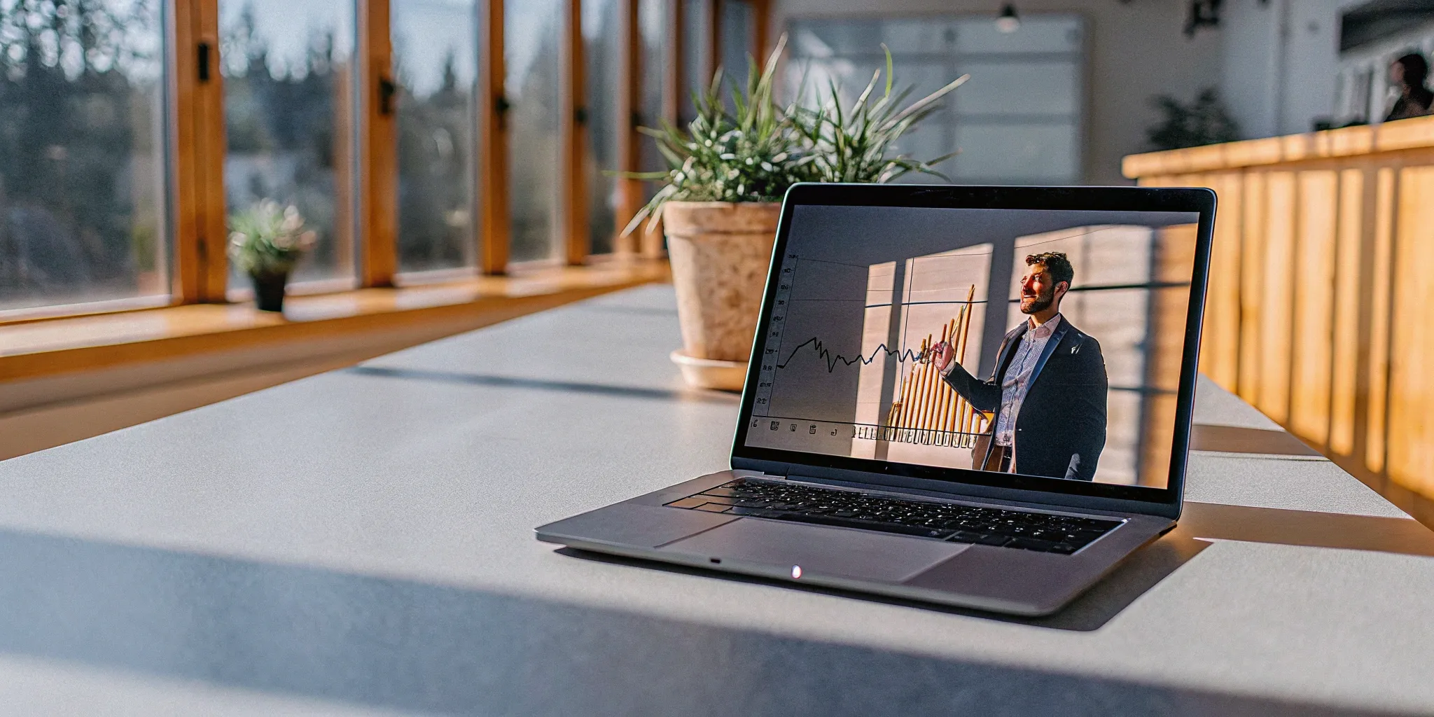 Accrual accounting software dashboard on laptop.