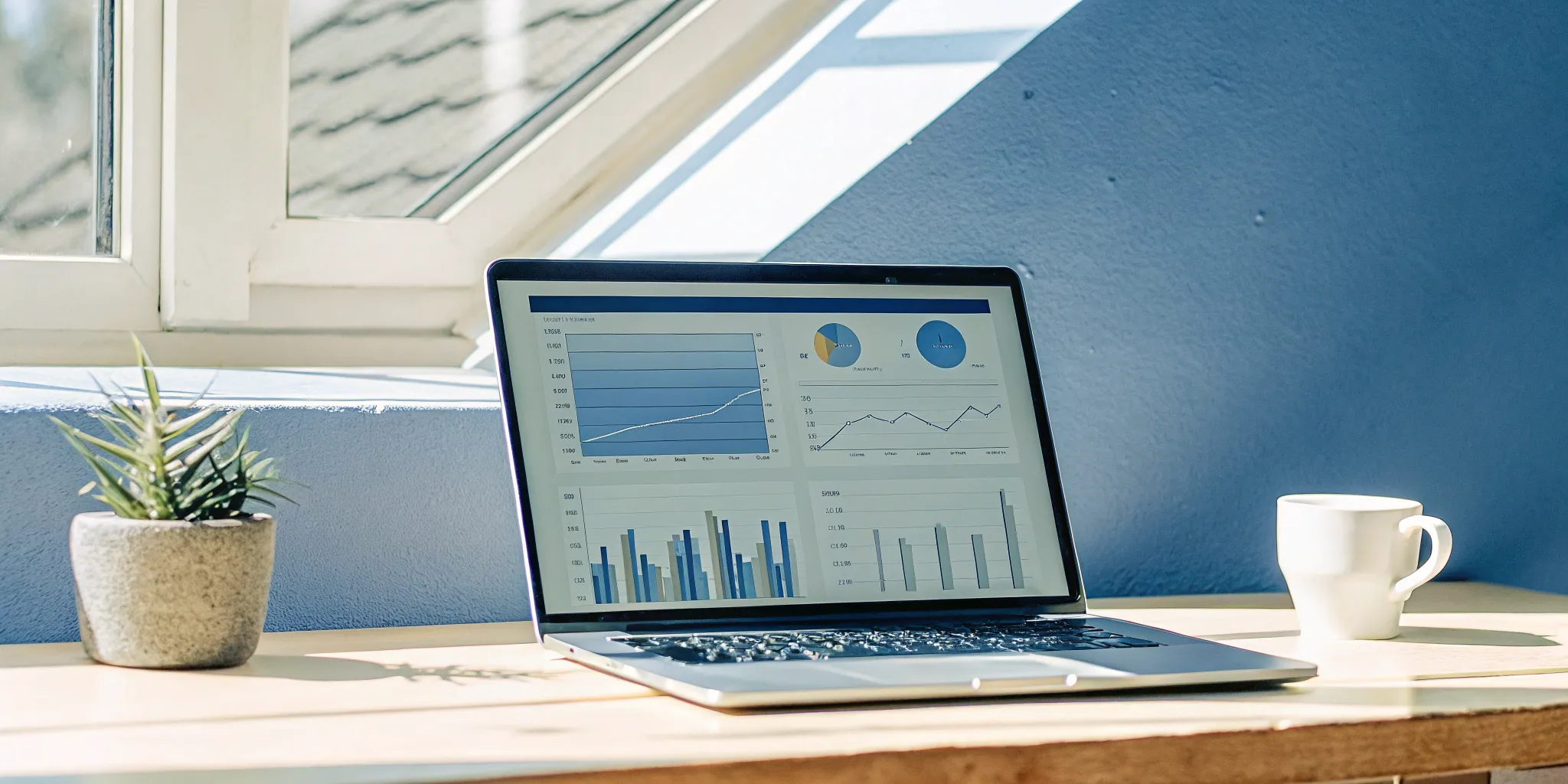 SaaS subscription accounting charts on a laptop.